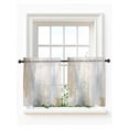 thumbnail image 1 of Blue Brown Tier Curtains 36 Inch Length,Sheer Curtains for Bedroom Living Room Window Modern Abstract Oil Painting Artwork Rod Pocket Drapes Kitchen Curtains Small Half Window 27.5"x36" 2 Panels, 1 of 6