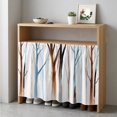 thumbnail image 1 of Blue Brown Tree Cabinet Curtain 35"Wx35"L, Dustproof Under Sink Skirt with Self Adhesive Tape, Watercolor Forest Art Cabinet Curtain Cover for Kitchen Sink, Bathroom Vanity, Laundry Room, 1 of 9