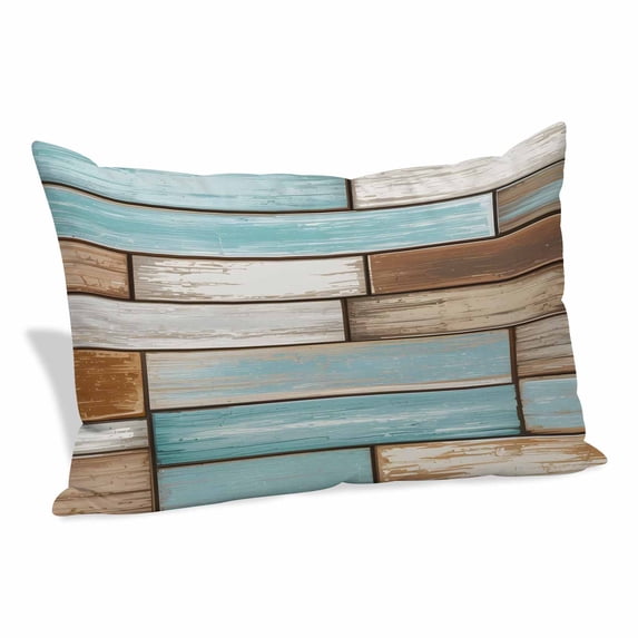 Blue Brown Vintage Pillow Covers, Linen Long Throw Pillow Case, Retro Farmhouse Elegant Pastoral Holiday Pillow Protector Decorative Cushion Cover for Living Room/Bedroom 24" x 36"