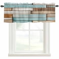 thumbnail image 1 of Blue Brown Vintage Rod Pocket Curtain Valance, Retro Farmhouse Elegant Pastoral Farmhouse Window Valance for Living Room, Bedroom, Kitchen 60"W x 18"L, 1 of 9