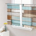 thumbnail image 1 of Blue Brown Vintage Sheer Curtains 45 Inch Length 2 Panels Set Window Treatments, Retro Farmhouse Elegant Pastoral Rod Pocket Semi Curtains for Living Room/Bedroom/Kitchen Décor, 104"W x 45"L, 1 of 7