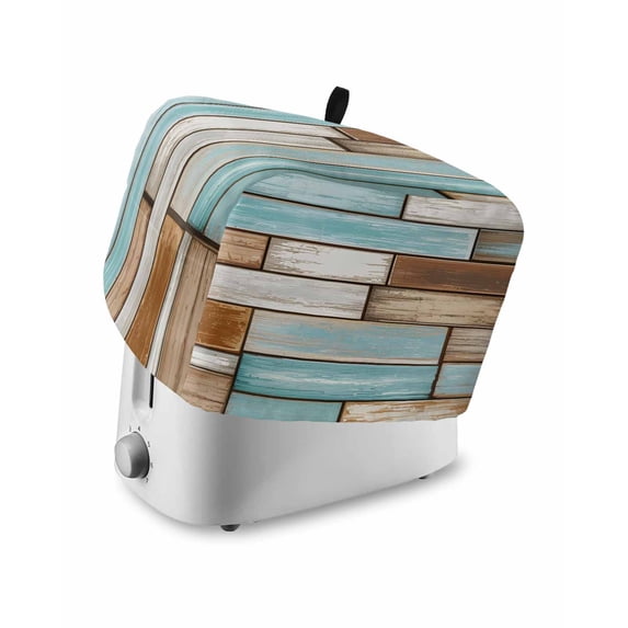 Blue Brown Vintage Toaster Cover 4 Slice, Large Kitchen Appliance Covers, Retro Farmhouse Elegant Pastoral Toaster Oven Cover with Loop, Bread Machine Cover Polyester Dust Cover Protection