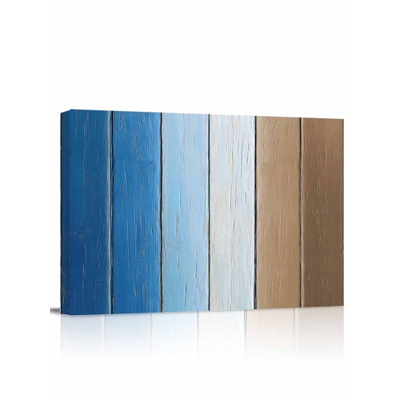 Blue Brown Wall Art for Living Room,Canvas Picture Wall Decor for Bathroom Bedroom,Gradient Wood Grain Farmhouse Country Painting Artwork for Office Kitchen Hallway Dining Room Home Decor 24"x32"