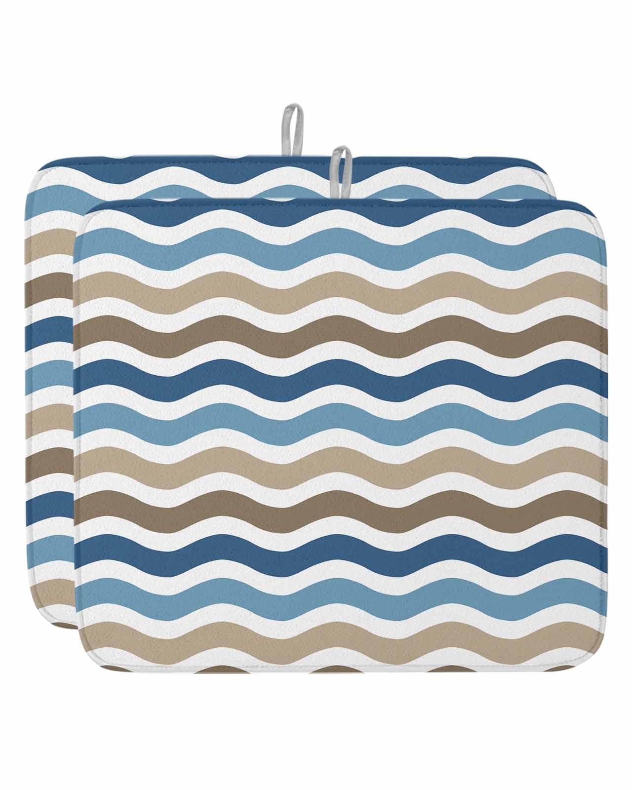 Mat Ripple Blue Brown Water Ripple Dish Drying Mat 16x18 inch Striped Modern Super ...