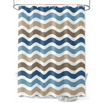 Blue Brown Water Ripple Shower Curtain, Striped Modern Waterproof Shower Curtain Set with 12 Hooks Lightweight Washable Fabric Shower Curtains for Bathroom 36x72 Inches
