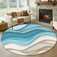 thumbnail image 1 of Blue Brown Waves 6FT Round Area Rugs for Living Room 111 Abstract Water Ripple Modern Gradient Ultra-Thin Non-Slip Round Rugs Machine Washable Low Pile Circle Carpet for Bedroom Kitchen Nursery, 1 of 9