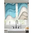 thumbnail image 1 of Blue Brown Waves Sheer Curtains 45 inches Long 2 Panels Set Abstract Water Ripple Modern Gradient Tiers Sheers Rod Pocket Small Window Short Curtains for Kitchen Cafe, Each 52" W x 45" L, 1 of 7