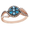 thumbnail image 1 of AFFY Blue, Brown & White Natural Diamond Frame Swirl Ring in 14k Rose Gold (0.62 Cttw), 1 of 1