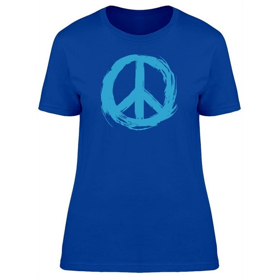 Blue Brush Peace Symbol T-Shirt Women -Image by Shutterstock, Female Large