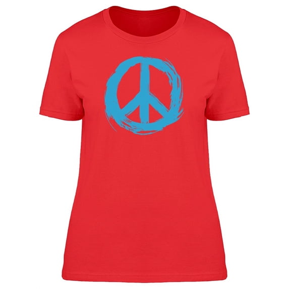 Blue Brush Peace Symbol T-Shirt Women -Image by Shutterstock, Female Medium