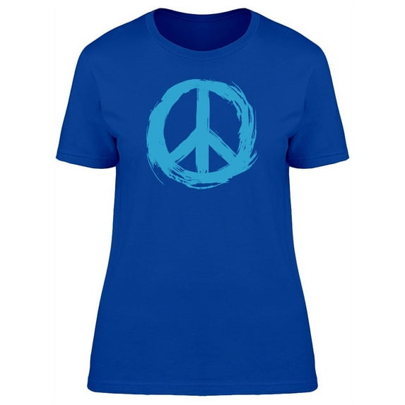 Blue Brush Peace Symbol T-Shirt Women -Image by Shutterstock, Female Small