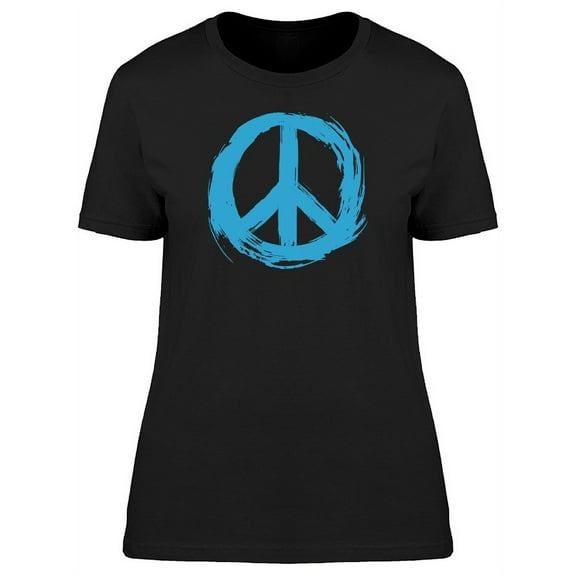 Blue Brush Peace Symbol T-Shirt Women -Image by Shutterstock, Female x-Large