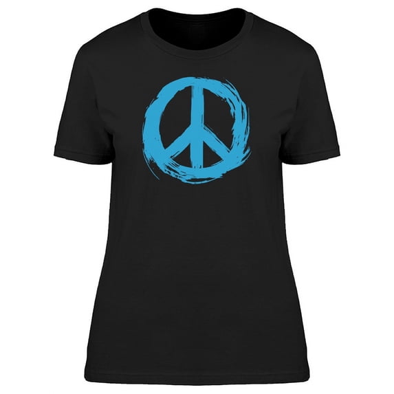 Blue Brush Peace Symbol T-Shirt Women -Image by Shutterstock, Female x-Large