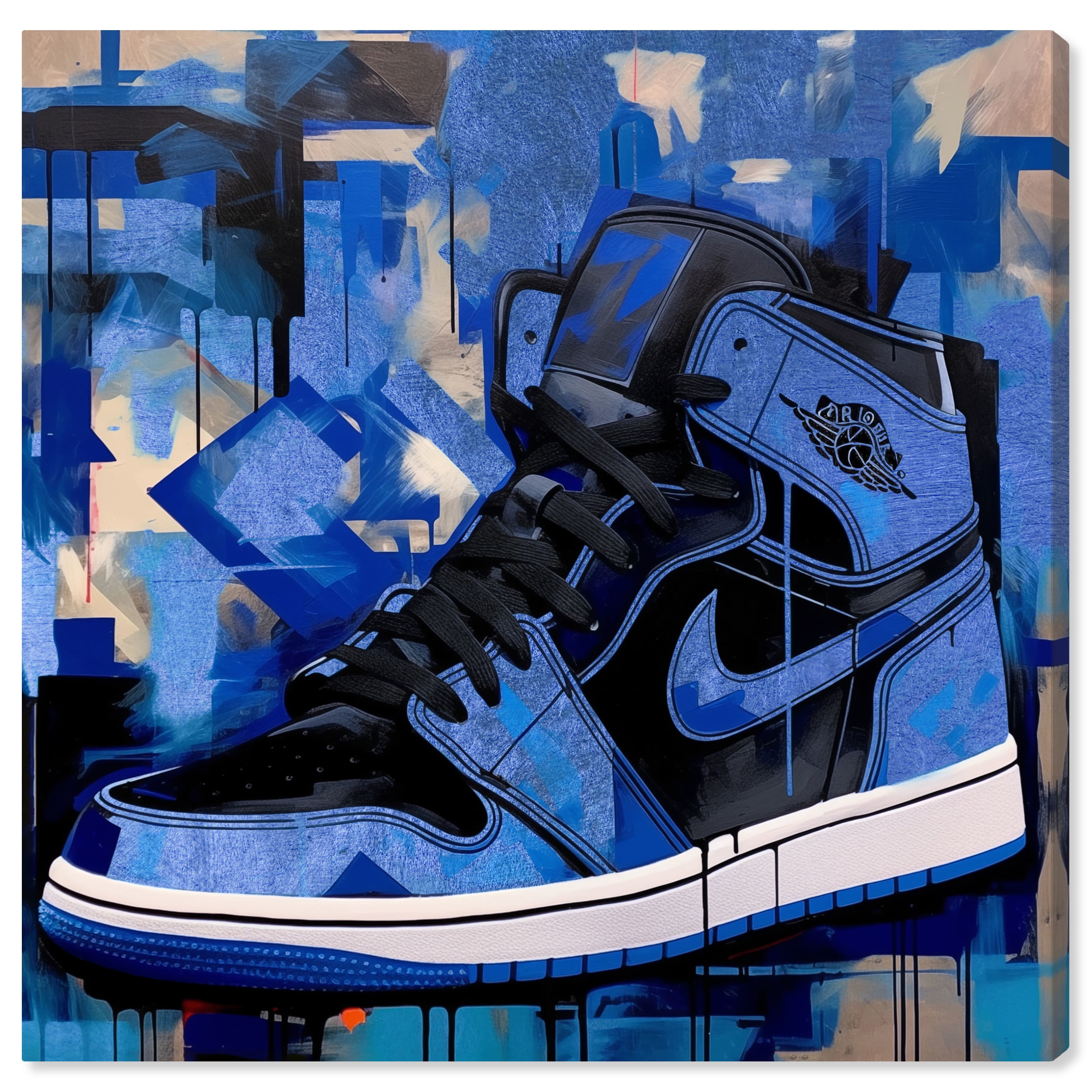 Blue and Black Sneaker Canvas Wall Art, 12" x 12"