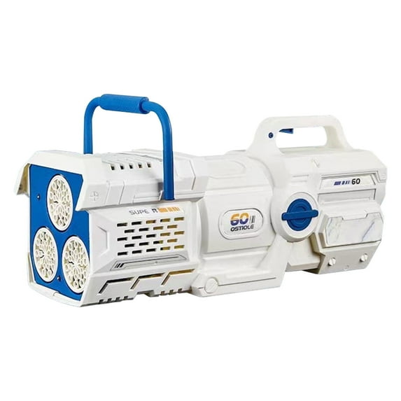 Blue Bubble Blower Machine Version Bu With Color Light 60 Holes Rechargeable For Children Outdoor Play