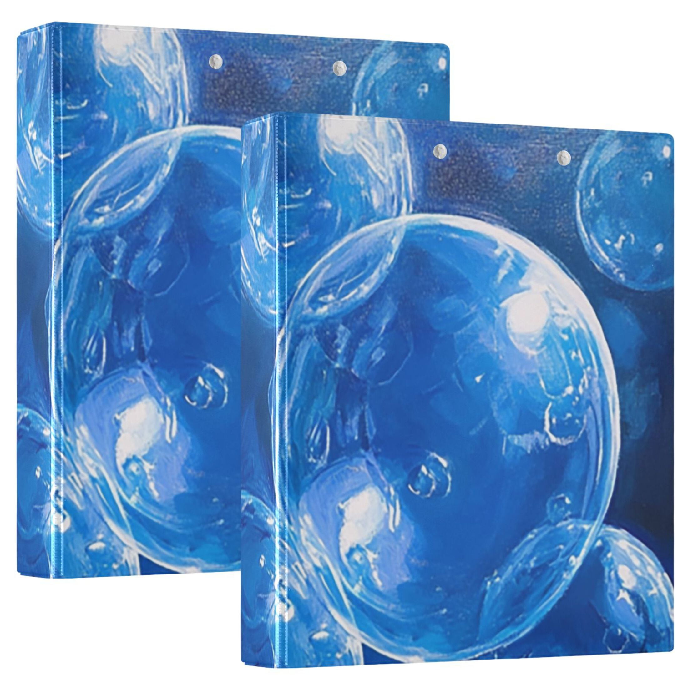 Blue Bubbles 3 Ring Binders 1.5 inch Hardcover File Folders with Interior Pockets A4 Size Organizer for School Office Hospital