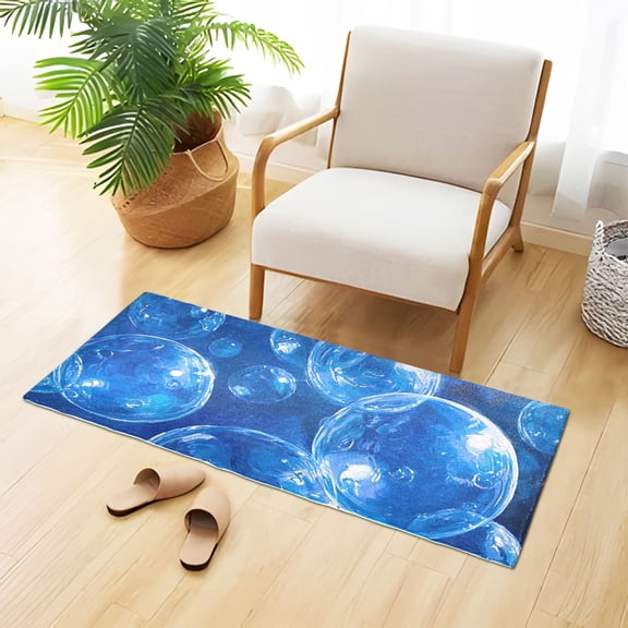 Blue Bubbles Bathroom Rug 39x20 Non Slip Quick Dry Washable Bathroom Mats for Bedroom Living Room Kitchen