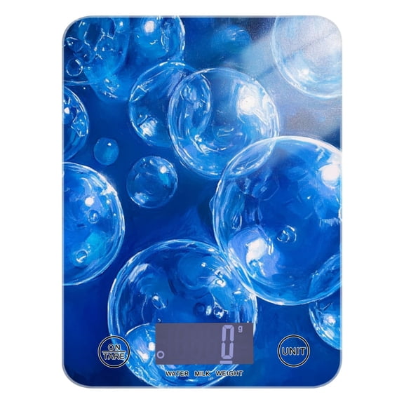 Blue Bubbles Food Scale Digital Kitchen Scale Waterproof Grams Ounces lbs for Weight Loss