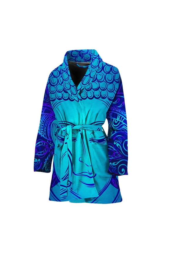 Blue Buddha Women Bathrobe One Size Univeral Fits Fashion Lightweight Plush Fleece Long Robe For Women