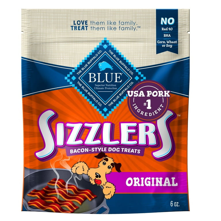 Blue Buffalo 802384 Sizzlers Dog Treat Bacon 6 oz. Quantity 1