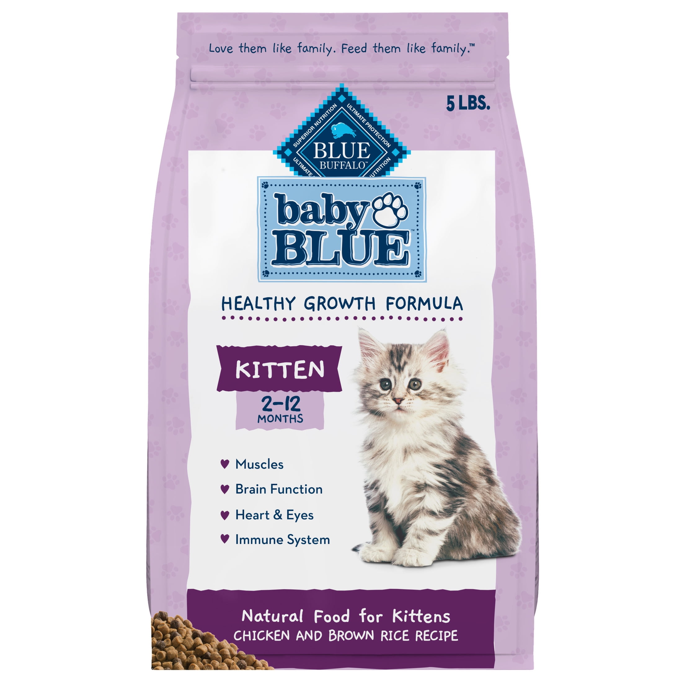 Blue Buffalo Baby BLUE Healthy Growth Kitten Dry Food, Chicken and Brown Rice, 5-lb Bag