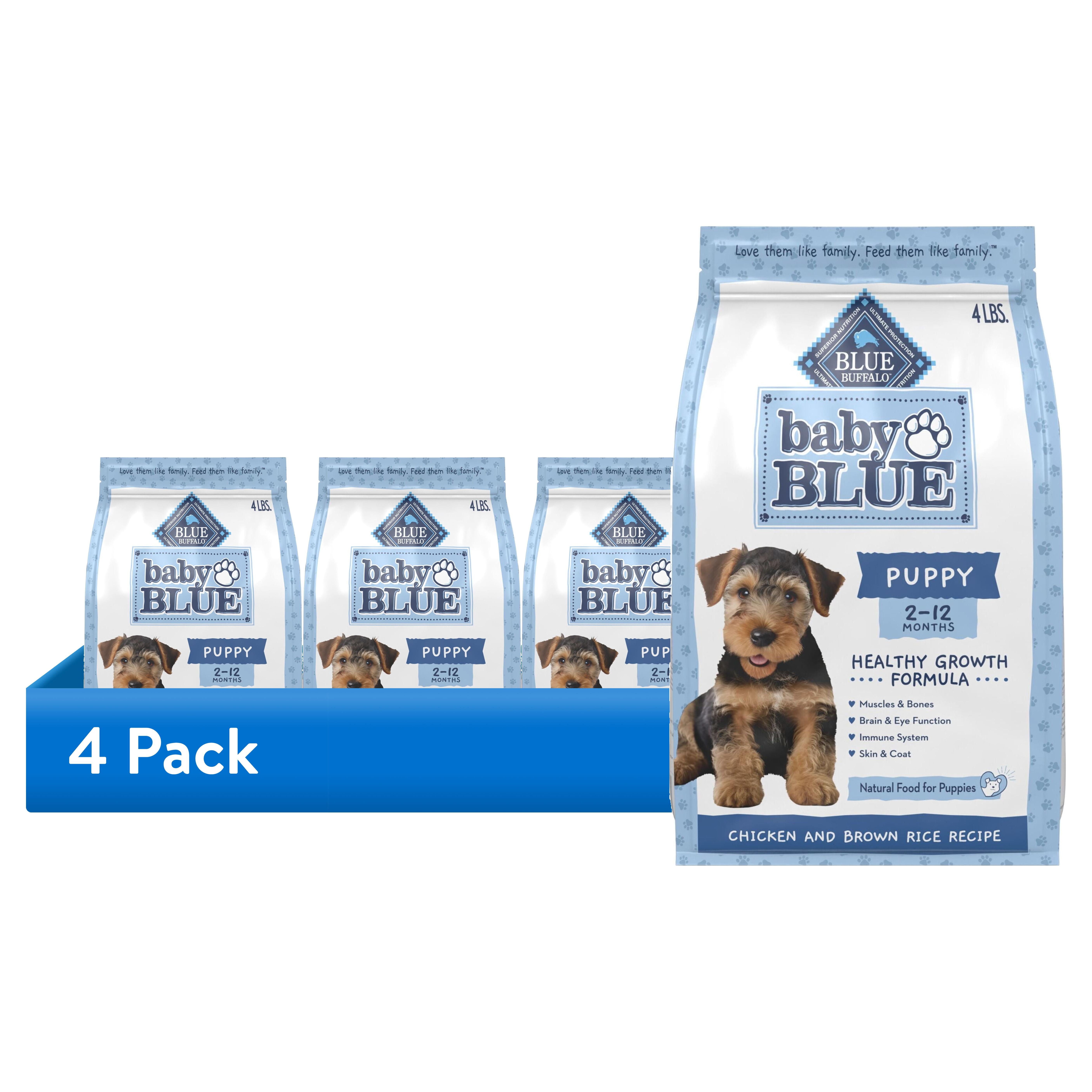 (4 pack) Blue Buffalo Baby BLUE Healthy Growth Puppy Dry Food, Chicken, 4-lb Bag