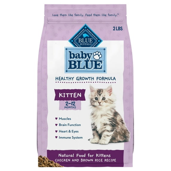 Blue Buffalo Baby BLUE Kitten Dry Cat Food Healthy Growth, Chicken & Brown Rice, 2-lb. Bag