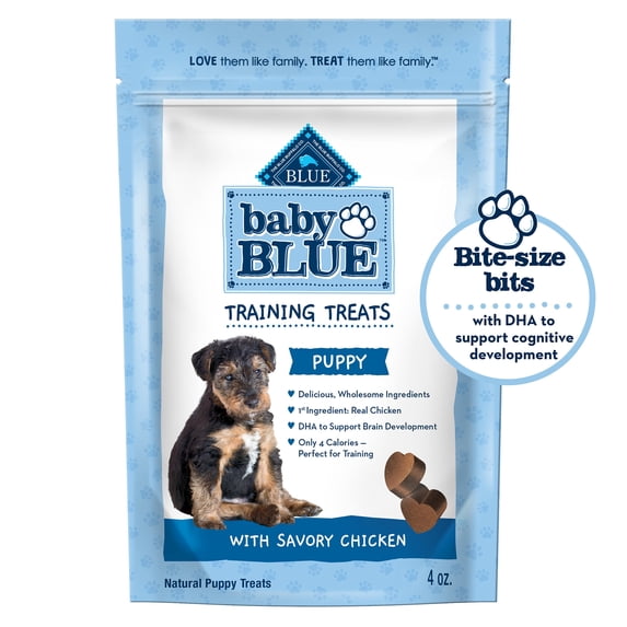 Blue Buffalo Baby BLUE Puppy Training Treats for Dogs with DHA, Savory Chicken, 4-oz. Bag (2 Pack)
