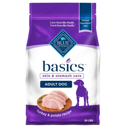 Blue Buffalo Basics Adult Dry Dog Food, Skin & Stomach Care, Turkey, Chicken Free, 24lb