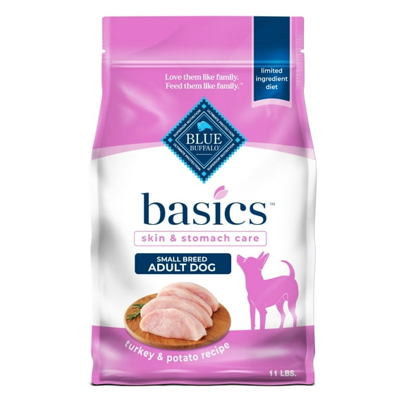 Blue Buffalo Basics Small Breed Adult Dry Dog Food, Skin & Stomach Care, Turkey, 11lb