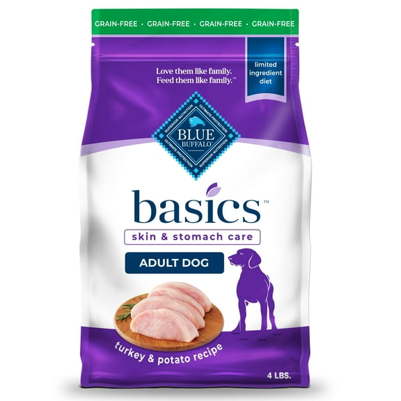 Blue Buffalo Basics Grain-Free Adult Dry Dog Food, Limited Ingredient Diet, Turkey, 4 lbs.