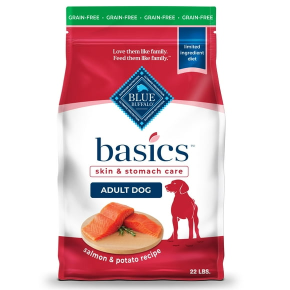 Blue Buffalo Basics Grain-Free TGF4Dry Dog Food for Adult Dogs, Limited Ingredient Diet, Salmon Recipe, 22-lb. Bag