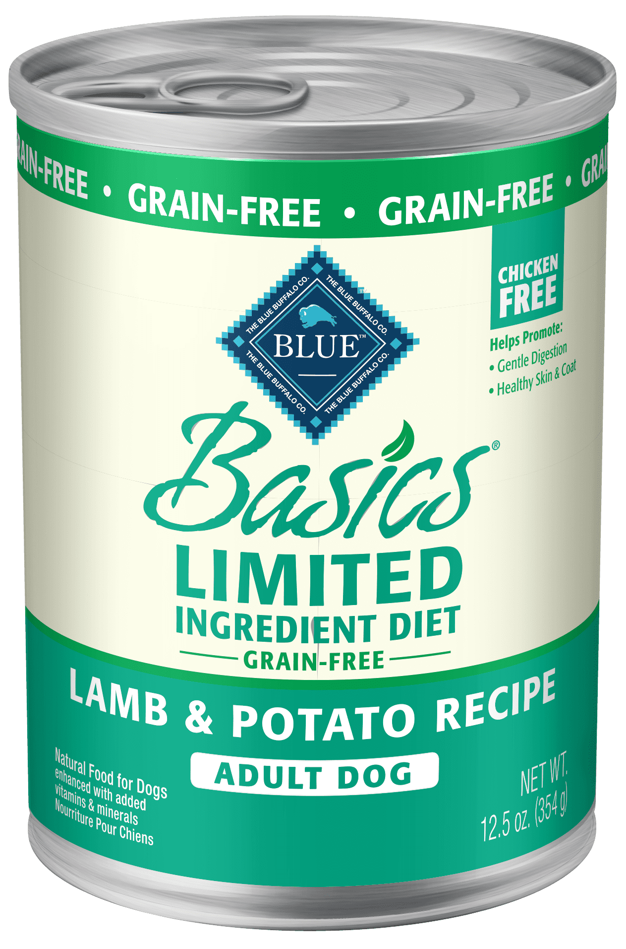 Blue Buffalo Basics Limited Ingredient Diet, Grain Free Natural Adult Wet Dog Food, Lamb 12.5-oz cans