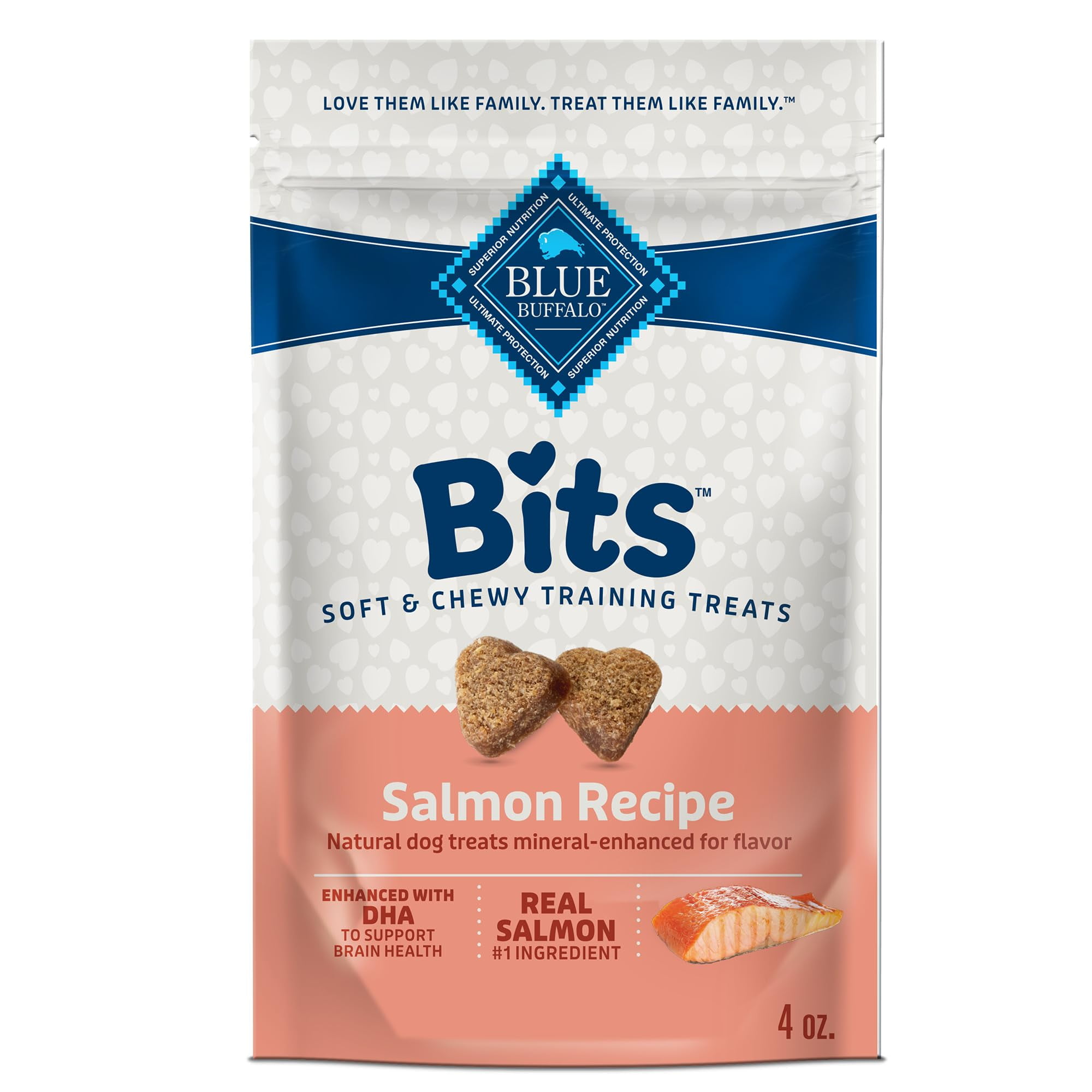 Blue Buffalo Bits Soft Dog HYZ01 Treats for Training, Made with Natural Ingredients & Enhanced with DHA, Savory Salmon Recipe, 4-oz. Bag