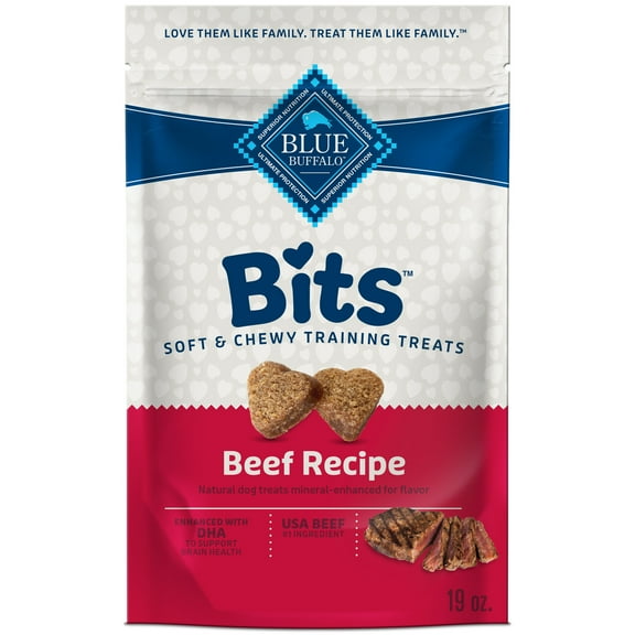 Blue Buffalo Bits Soft Dog Treats for Training, Made With Natural Ingredients & Enhanced with DHA, Beef Recipe, 19-oz Bag