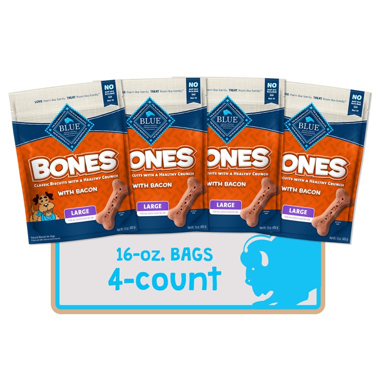 Blue Buffalo Bones Natural Crunchy Dog Treats, Large Dog, 46 OFF