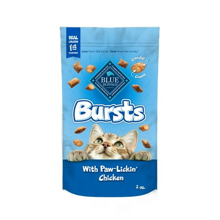 Blue Buffalo Bursts Crunchy & Creamy Cat Treats, Great for Training Chicken, 2-oz Bag