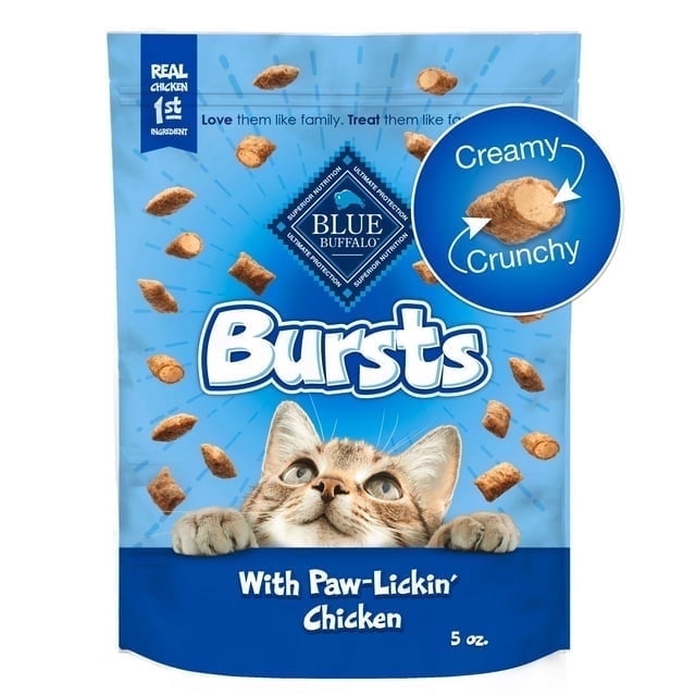 Blue Buffalo Bursts Chicken Flavor Crunchy Treats for Cats, Whole Grain, 5 oz. Bag - 12 Pack