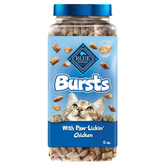 Blue Buffalo Bursts Crunchy & Creamy Cat Treats, Great for Training, Paw-Lickin' Chicken, 12-oz Tub