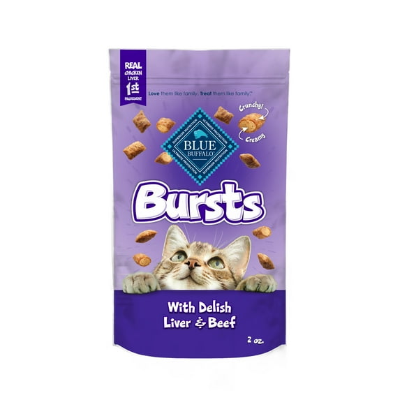 Blue Buffalo Bursts Crunchy & Creamy Cat Treats, Delish Liver & Beef, 2-oz Bag