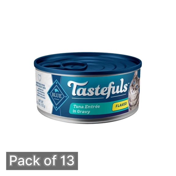 Blue Buffalo, Cat Food Tastefuls Adult Cat Tuna Entree Pate in Gravy, 5.5 Ounce (Pack of 13)