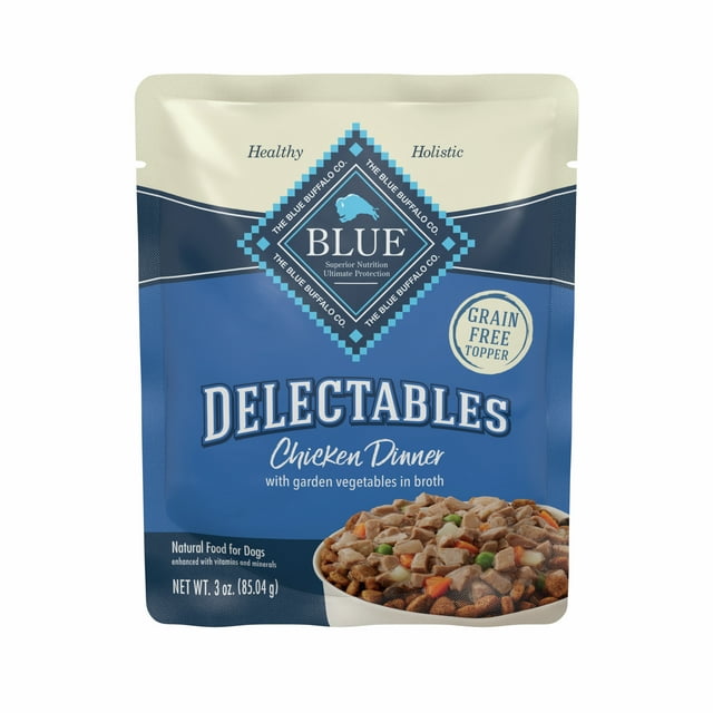 Blue Buffalo Delectables Natural Wet Dog Food Topper, Chicken Dinner