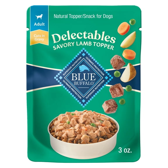 Blue Buffalo Delectables Natural Wet Dog Food Topper, Lamb Dinner 3oz