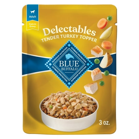 Blue Buffalo Delectables Natural Wet Dog Food Topper, Turkey Dinner 3oz