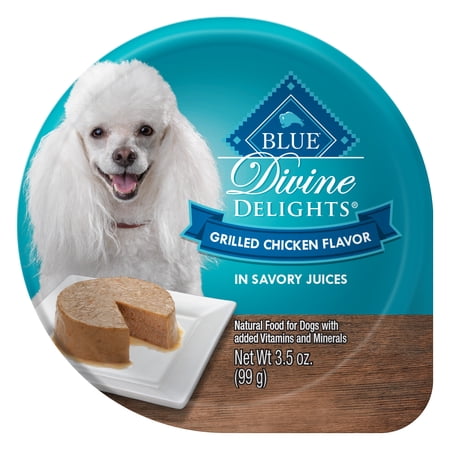 Blue Buffalo Delights Natural Adult Small Breed Wet Dog Food Cup, Grilled Chicken Flavor in Savory Juice 3.5-oz (Pack of 12)