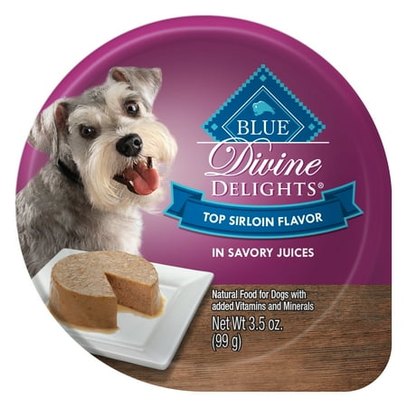 Blue Buffalo Delights Natural Adult Small Breed Wet Dog Food Cup, Top Sirloin Flavor in Savory Juice 3.5-oz (Pack of 12)
