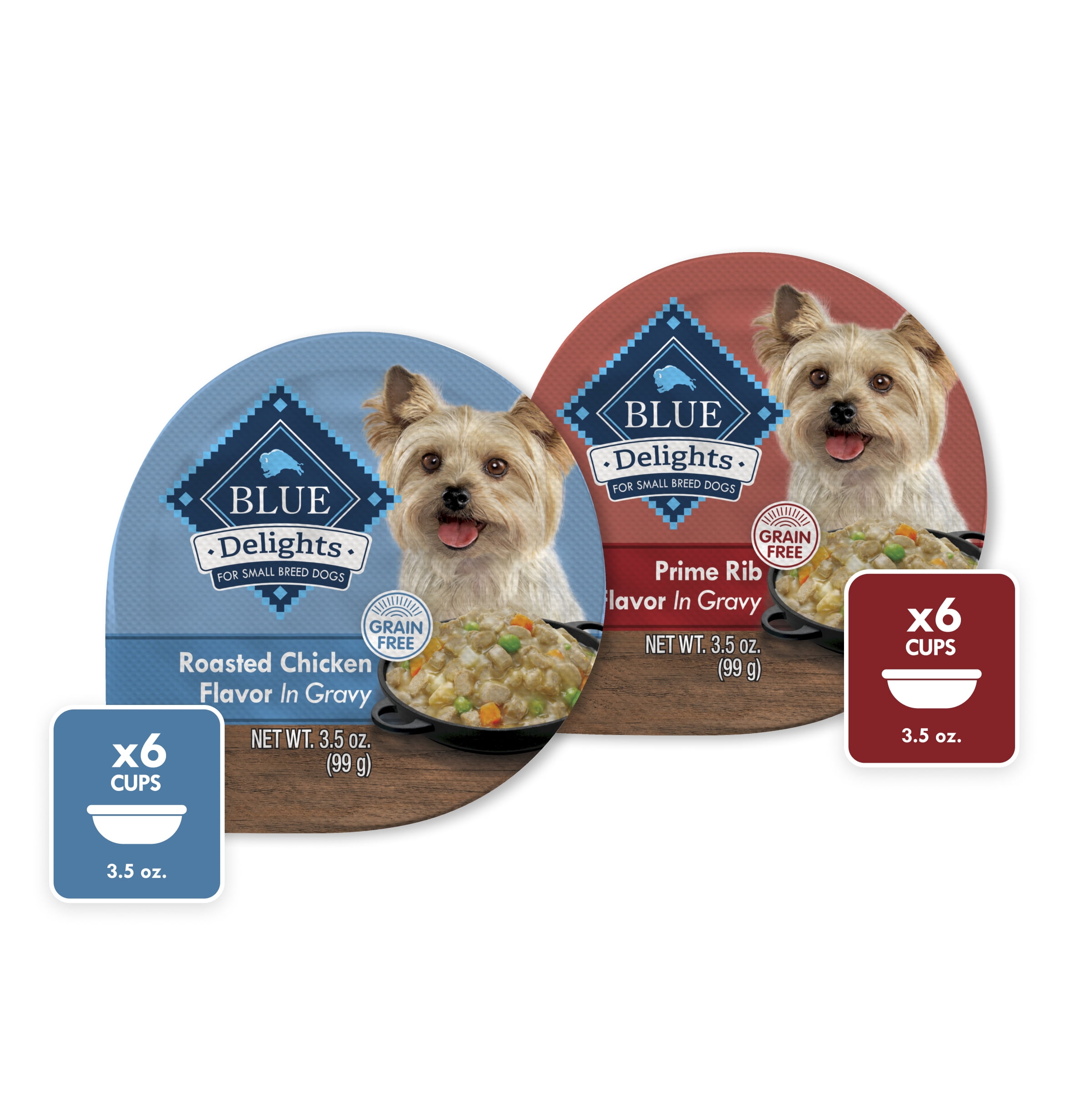 Blue Buffalo Delights Natural Adult Small Breed Wet Dog Food Cups, Pate