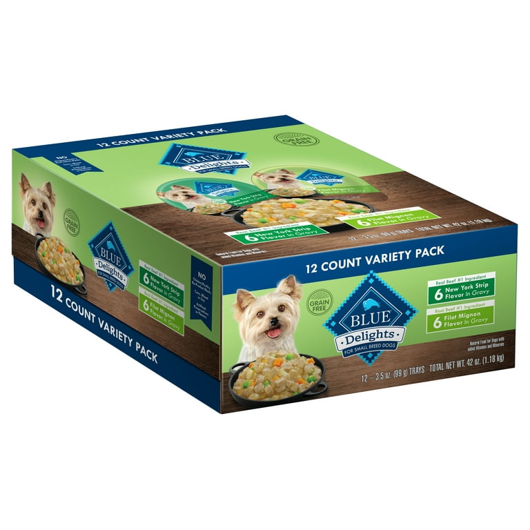 Blue Buffalo Delights Small Breed Wet Dog Food Variety Pack Filet Mignon New York Strip