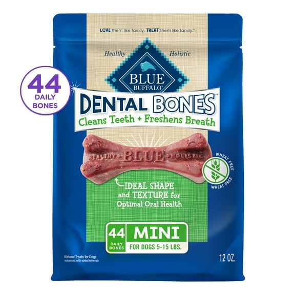 Blue Buffalo Dental Bones Mini Natural Dental Chew Dog Treats, 12-oz. Bag