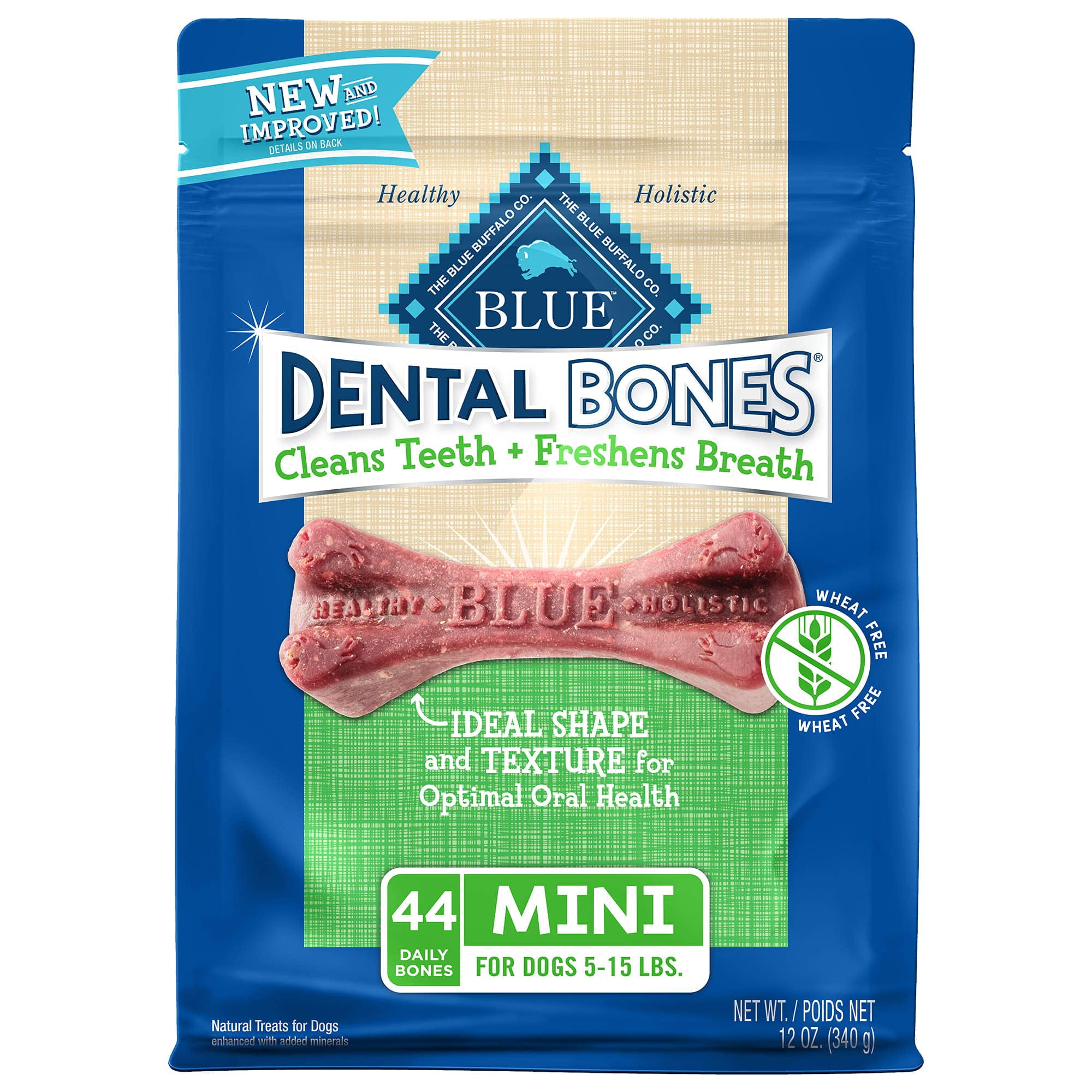Blue Buffalo Dental Bones Mini Natural Dental Chew Dog Treats, (515